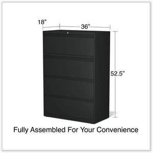 Archivador Lateral de Metal Negro Alera de 4 Piezas, 36 x 18.63 x 52.5 Pulgadas, con 4 Cajones para Archivos Tamaño Legal/Carta - Product Image 4