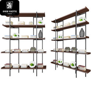 أرفف غرف معيشة فرنسية عتيقة من YVT ، أرفف كتب خشبية خشبية ، أرفف كتب بخزانة مع غطافات - Product Image 5