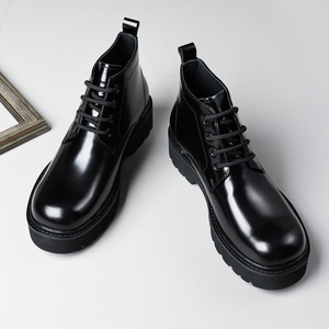 New Luxury Men's Lace up <b>Platform</b> Leather <b>Boots</b> Fashionable Outdoor Work <b>Boots</b> with Comfortable Soles Business Leather <b>Boots</b> - Product Image 2