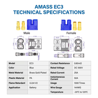 Connecteur Amass EC3 3,5 mm plaqué or pour démarreur de batterie de voiture et alimentation électrique, stock original avec faible MOQ