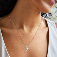 Collana con Pendente Geometrico Trendy Impermeabile in Argento 925 con Tre Pietre Moissanite D VVS1 da 5mm, 4mm e 3mm, Placcata in Rodio/Oro