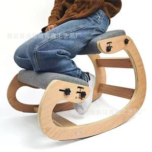 Wooden Kneeling Chair Rocking Ergonomic <b>Office</b> <b>Stool</b> Adjustable Upright Posture Student Chair - Product Image 1
