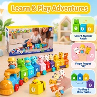 Mainan Edukasi Balita Montessori Farm Train untuk Belajar Menghitung, Menyortir, Mencocokkan dengan 9 Gudang dan Boneka Jari, Hadiah Prasekolah yang Ideal