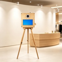 Offre Spéciale : Cabine Photo Gonflable avec Anneau Lumineux, Kiosque Selfie Portable en Bois avec Imprimante et Appareil Photo pour Mariages et Événements
