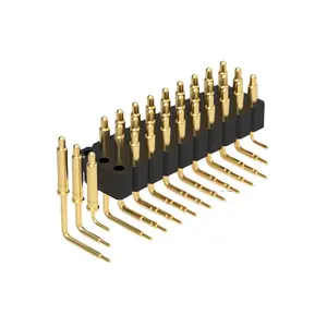 Denentech POGO pin conector contactos 3,00mm Macho H4.0mm Triple Fila ángulo recto chapado en oro Pogo pin conector
