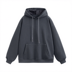 Sudadera con Capucha Extra Grande Antiarrugas 100% Algodón, con Bolsillos, Color Sólido, Manga Larga Regular, Tejido de Punto, Unisex - Product Image 1