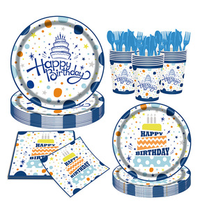 Vaisselle <span class=keywords><strong>jetable</strong></span> <span class=keywords><strong>Joyeux</strong></span> <span class=keywords><strong>Anniversaire</strong></span> – Assiettes, gobelets et serviettes en papier (200 pièces) – Style américain – Vente chaude – Prix de gros usine - Product Image 3