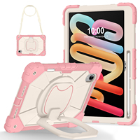 Étui WESOROL pour Lenovo Xiaoxin Pro 13 / Pro GT 13 / Idea Tab Pro Gen 2 TB390, support à 360 degrés, sangle d'épaule, porte-stylo, or rose