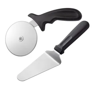 厨房工具2件披萨轮摇杆切割机套装不锈钢刀片