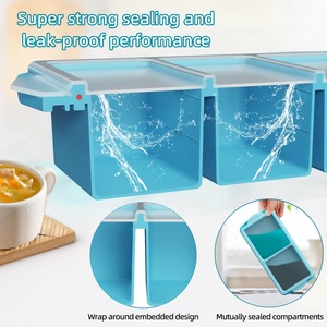 Conteneur à glace en silicone de qualité alimentaire avec couvercle amovible, réutilisable, sans BPA, grande capacité, facile à nettoyer pour soupes, sauces et bouillons - Product Image 3