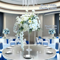 Boule de fleurs en soie bleue de haute qualité, personnalisée, 30 cm-80 cm, grande composition de roses artificielles, centre de table romantique pour mariage