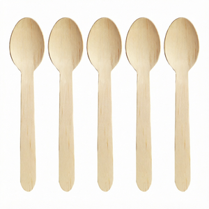Ensemble de couverts jetables en bois de bouleau biodégradable (cuillère, fourchette, couteau) – Sans BPA pour fêtes, pique-niques et traiteurs - Product Image 1