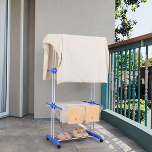 Đa chức năng ba lớp có thể gập lại bay cánh khăn quần áo khô giá 19 ống trong nhà sàn đứng di động giá bán buôn - Product Image 6