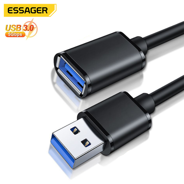 Essager High Speed 5Gbps Usb3.0 Usb-A Male to Usb-A Female Usb 3.0 Male to Female Charger Data Extension Cable Cord