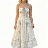 Robe longue décontractée d'été pour femme, style camisole, coupe trapèze, imprimé floral, 100% coton, idéale pour les vacances