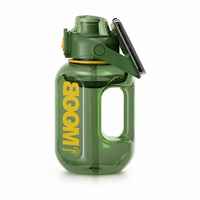 Bouteille d'eau de sport 1,8 L (60 oz) sans BPA avec support de téléphone, poignée, anti-fuite, en PC, pour salle de sport, avec couvercle à rabat, poignée de maintien, compatible OEM/ODM
