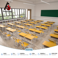 Meubles de classe en contreplaqué personnalisables, bureau individuel pour étudiant, table et chaise pour école de formation professionnelle, ensemble pour lycée