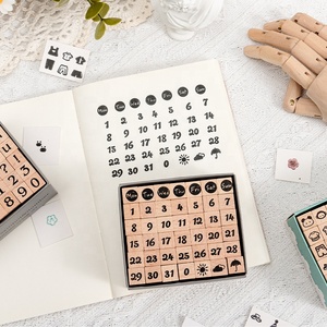 Mini Creative Digital Alphabet Stamps Set 42-Piece <strong>Wood</strong> <strong>Seal</strong> with Geometric Shapes for Happy Party Decorations - Product Image 2