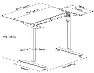 Moteur unique réglable économique 2 étapes jambes bureau électrique charge maximale 60kgs/133lbs pour la maison/bureau - Product Image 6
