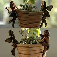 OEM 4 Pcs Miniature Fée Figurines Pot De Fleur Huggers Mini Résine Ange Volant Sculpture Jardin Accessoires Jardinière Pot Cintre