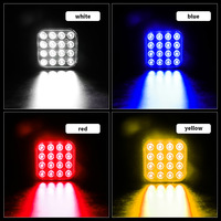 Feu LED carré 12V 24V blanc bleu rouge jaune 16 LED 48W clignotant latéral stroboscopique arrière