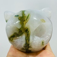 Venta al por mayor de Ágata Musgosa Natural, Jaspe Oceánico, Gato Tallado a Mano, Gato de Cristal, Piedra Curativa, Decoración del Hogar, Regalo de Cristal