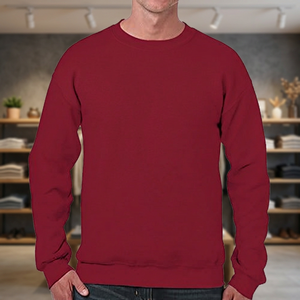 เสื้อสเวตเชิ้ตแขนยาวคอกลมสำหรับผู้ชาย – เสื้อพูลโอเวอร์สีมารูนแบบเรียบ - Product Image 5