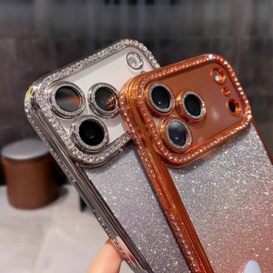Luxury bling electroplate diamond glitter mobile phone case for iPhone 17Air gradual colors soft TPU shockproof protect <b>cover</b> - Product Image 3