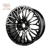 Rines de Aleación Negros Brillantes Forjados de Alto Rendimiento, Diseño de 5 Birlos con Malla Compleja, Aptos para Autos de Carreras, Sedanes y SUVs