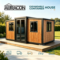 AURACON Conteneur de bureau mobile préfabriqué extensible à double aile de 20 pieds, style européen, 2 chambres, maison modulaire pour habitation