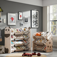 Meuble de rangement moderne pour jouets d'enfants avec bacs en plastique multi-niveaux pour chambre, salon et salle de jeux - Organisateur de livres écologique