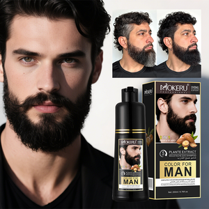 Shampoo colorant capillaire temporaire 2-en-1 aux herbes naturelles, sans ammoniaque, noir, avec huile de noix marocaine, <span class=keywords><strong>pour</strong></span> cheveux et barbe homme, 200ml - Product Image 1