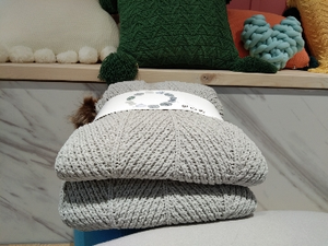 Mfe ソフト ラグジュアリー 大人 ベビー ウェイト ウィンター シェルパ シェニール チャンキー ニット スロー クロシェ ポンポン タッセル ブランケット ホームデコレーション - Product Image 6