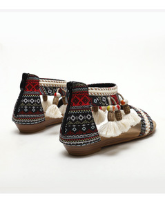 Sandales d'été confortables de style bohème pour femmes Compenses Mujer Sandales à talon bas avec strass perlé et bout ouvert à la cheville Sandales compensées à une sangle - Product Image 6