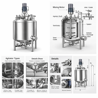 Cuve de mélange en acier inoxydable 316L de 500L avec agitateur, moteur, boîte de vitesses et pompe pour la fabrication de savon liquide et de détergent