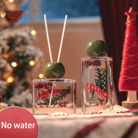 Mini diffuseur d'aromathérapie de Noël personnalisé bouteille en verre de décoration d'intérieur de fleurs séchées avec ensembles de roseaux