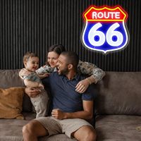 Neonawall - Letrero de Neón LED Personalizado al por Mayor con Diseño de Route 66, Decoración de Pared Vintage Retro para Garaje, Hogar, Cueva del Hombre, Regalo de Cumpleaños