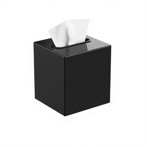 Cubierta de caja de pañuelos, soporte cuadrado para caja de pañuelos para decoración de baño de tocador (negro) - Product Image 1