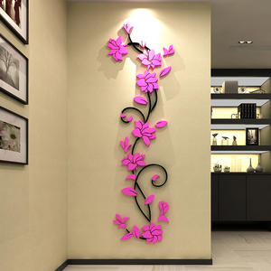 Pegatinas de pared estereoscópicas de vid de flores, calcomanías decorativas interiores 3D, sala de estar, sofá, TV, Fondo, lienzo de pared - Product Image 2