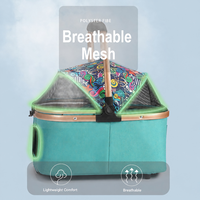 Poussette pour animaux de compagnie détachable avec amortissement à 4 roues, pliage à une main, auvent en maille respirante, OEM/ODM