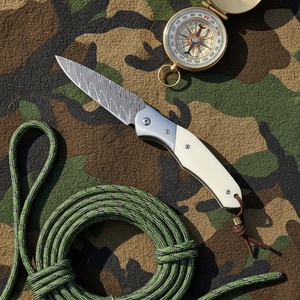 Ripple Pattern Damascus Steel High Quality DIY <b>Plastic</b> Handle Fixed Blade Camping <b>Pocket</b> Knife 190mm 1 Year Warranty - Product Image 6