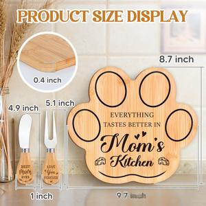 Nuevo Diseño, Bloque de Cortar de Madera Ecológico y Duradero con Patas de Perro, Mango de Cuchillo de Acero Inoxidable, Personalizable para Bodas/Nupcial/Bebé - Product Image 3