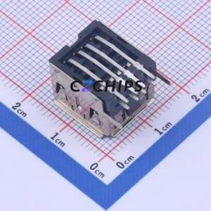 907-211A1029D10200 USB Connector Bent Lead Through Hole Connector Type-A USB 2.0 Female Right Angle Insert - Product Image 2