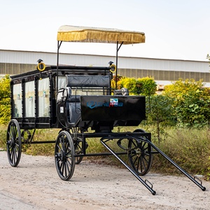 Popular Funeral Vintage Horse Wagon Glass Covered Funeral Hearse Electric Horse Drawn Hearse Coffin Carriage for Sale - Product Image 1
