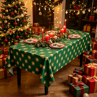 Nappe jetable moderne et festive en PEVA, écologique, imprimé feuilles de houx et baies, en plastique imperméable pour fournitures de fête de Noël