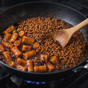 Comida Instantánea No Picante: Jjajang Rabokki, Rabokki de Frijol Negro, Incluye Fideos Ramen y Pastel de Arroz de Cinco Orificios - Product Image 5