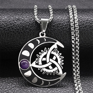 Colar de Aço Inoxidável com Pingente Nó Celta Viking Vintage para Homens e Mulheres - Símbolo Mágico Pagão Wicca - Vários Estilos - Product Image 6