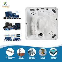 Bain à remous autoportant Aquaspring pour 5 personnes en acrylique avec cascade écologique et éclairage LED, système Balboa
