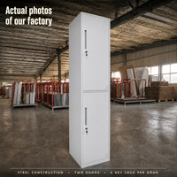 Armoire de rangement en acier avec poignée encastrée et deux clés, portes ventilées, casier métallique à compartiments supérieur et inférieur