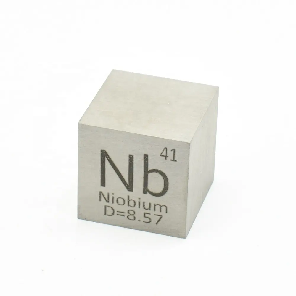 Cubo di elementi di niobio lucidato a specchio ad alta purezza 99.9% cubi di densità di metallo da 25.4mm elemento intagliato cubo da tavola periodica